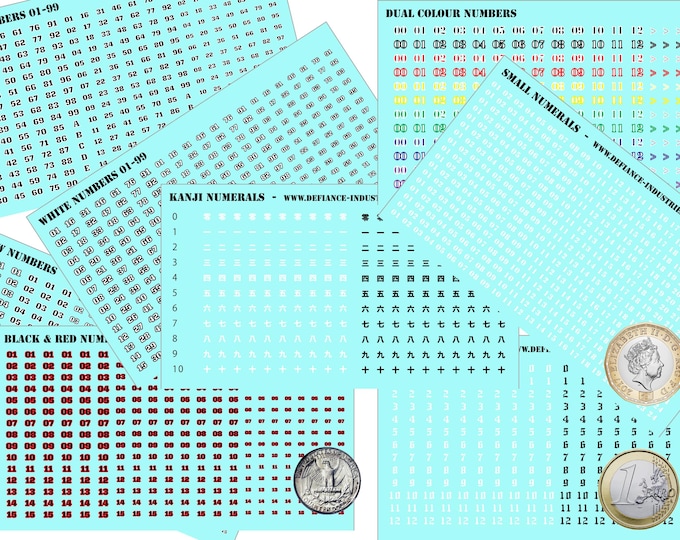 Markers - Numerals - Premium Waterslide Decals | American Mecha | Compatible with BT and other 6mm Tabletop Wargames