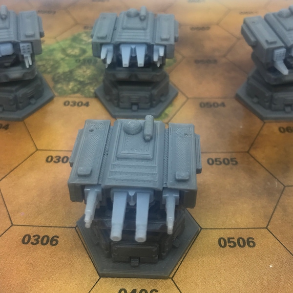 Modular Heavy Turrets - Mapscale Buildings compatible with BT/American Mecha and other tabletop games