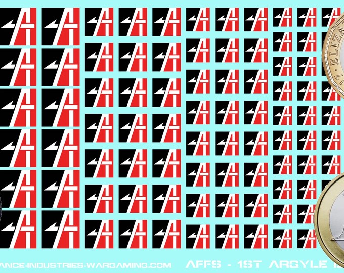 Federated Suns - 1st Argyle Lancers - 126x Premium Waterslide Decals for Battletech with white background