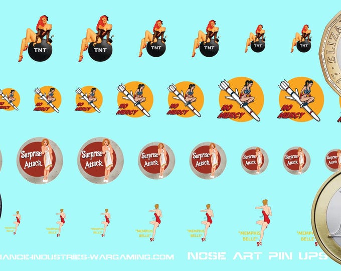Generic Markers - Nose Art - Pin Ups | American Mecha | Premium Decals |Compatible with BT and other 6mm Wargames