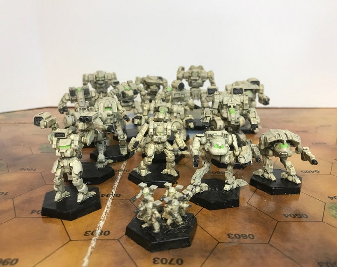 Inner Sphere Starter Pack (14x Essential Miniatures + Hex Bases) | American Mecha | Compatible with BT and other 6mm Tabletop Wargames