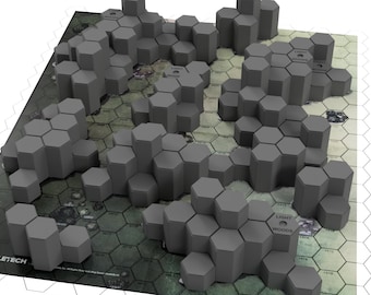 Hills for Grassland Foot Hills #1 Mapsheet - 3D Printed Battletech Terrain & Hills