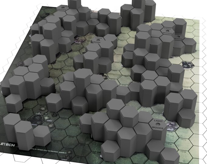 Hills for Grassland Foot Hills #1 Mapsheet - 3D Printed Terrain & Hills compatible with BT/American Mecha