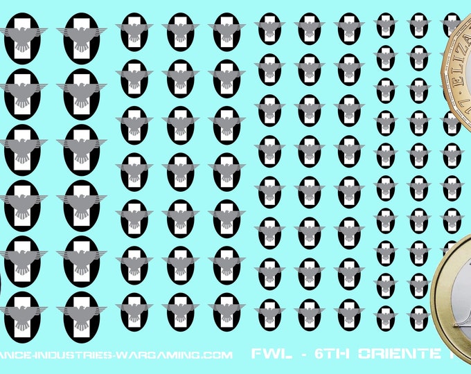 Free Worlds League - 6th Oriente Hussars - 126x Premium Waterslide Decals for BT/MW/MWO/American Mecha