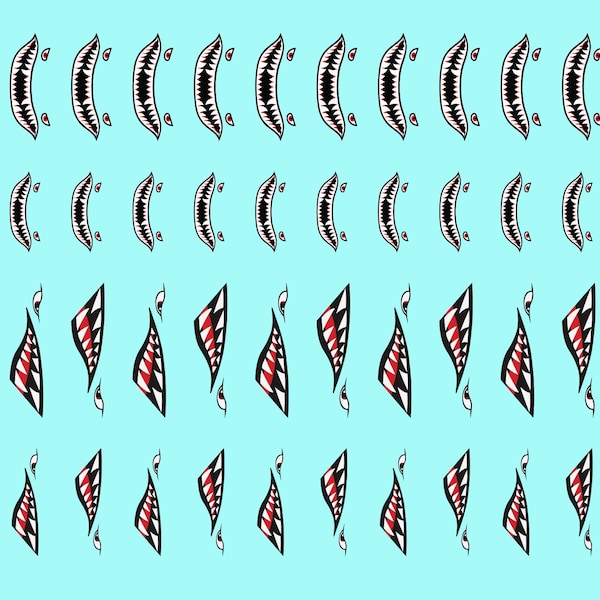 Generic Markers - Shark Teeth Nose Art for Medium & Light Meks | American Mecha | Premium Decals | Compatible with BT and other 6mm Wargames