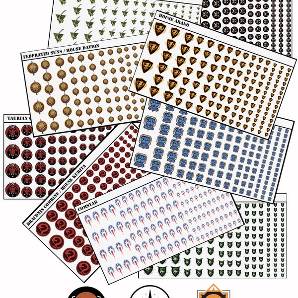 HBS Factions - Waterslide Decals compatible with BT/American Mecha and other tabletop games