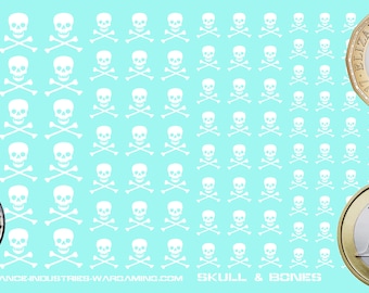 Generic Markers - White Skull & Bones | American Mecha | Premium Decals | Compatible with BT and other 6mm Wargames