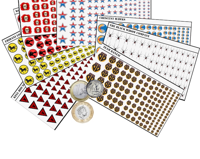 Mercenary Commands & Units - Waterslide Decals | American Mecha | Compatible with BT and other 6mm Tabletop Wargames