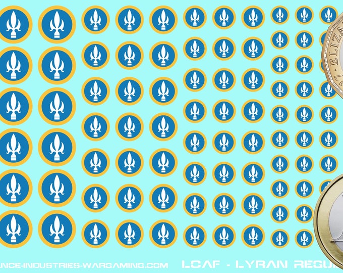 Lyran Commonwealth - Lyran Regulars Brigade - 126x Premium Waterslide Decals for Battletech with white background