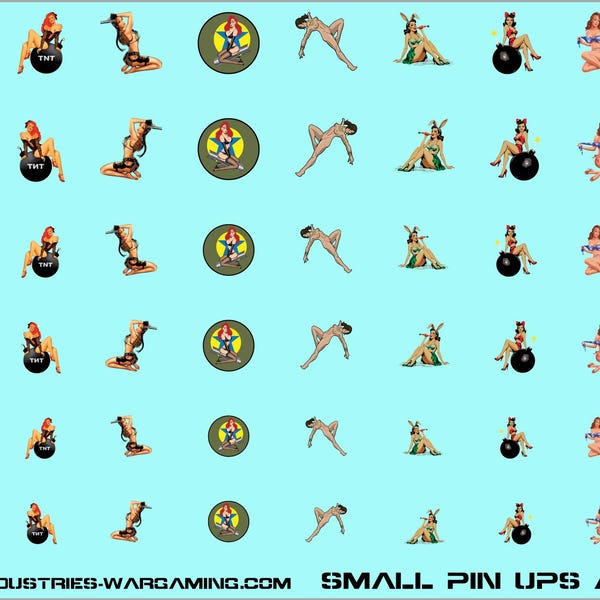 Generic Markers - Nose Art - Small Pin Ups Assortment | American Mecha | Premium Decals |Compatible with BT and other 6mm Wargames