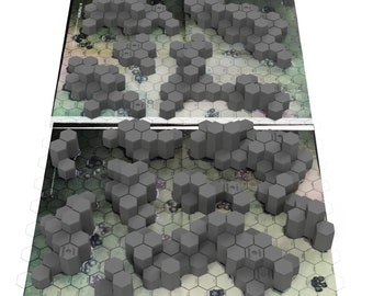 Hills for Grassland C Battlemat - 3D Printed Terrain & Hills compatible with BT/American Mecha