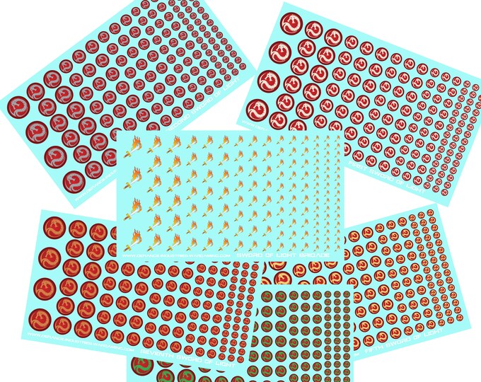 Draconis Combine - Sword of Light Regiments - 126x Premium Waterslide Decals for Battletech with white background