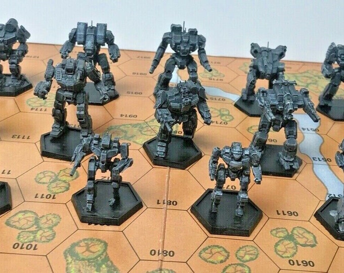 Inner Sphere Starter Pack (14x Essential Miniatures + Hex Bases) | American Mecha | Compatible with BT and other 6mm Tabletop Wargames