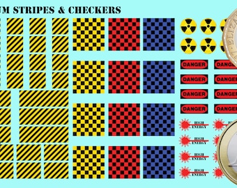 Generic Markers - Stripes & Checkers | American Mecha | Premium Decals | Compatible with BT and other 6mm Wargames