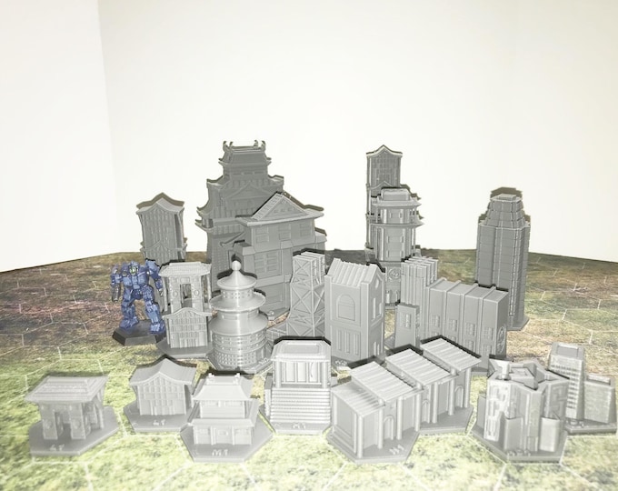 Luthien CityTech Set (Full Set - 18x Buldings) - Mapscale Buildings | American Mecha | Compatible with BT and other 6mm Tabletop Wargames