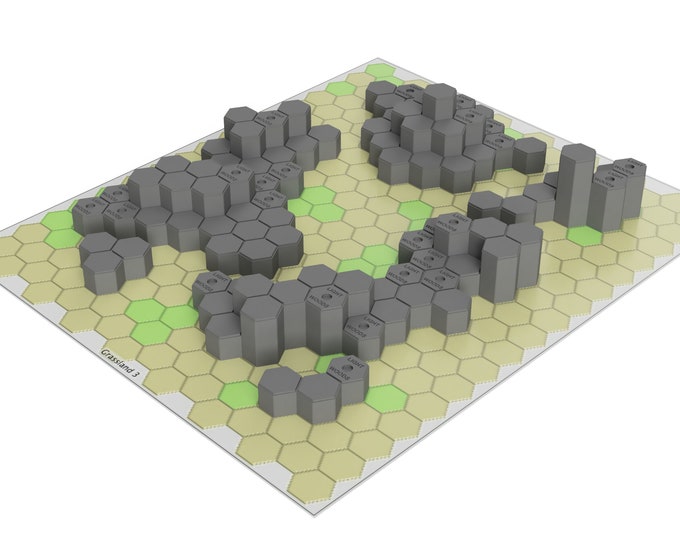 Hills for Grassland #3 Mapsheet - 3D Printed Terrain & Hills compatible with BT/American Mecha