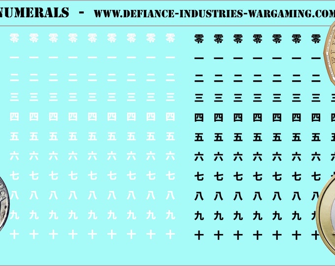 Kanji Numerals - 220x Premium Waterslide Decals compatible with BT/MW/MWO/American Mecha