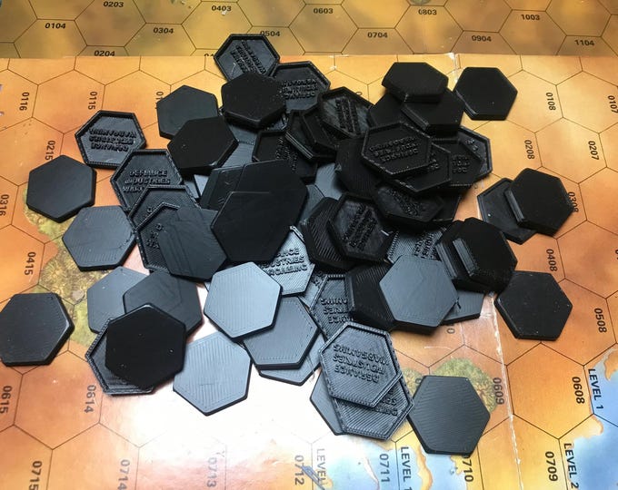 30mm/1.25' plastic hex bases - Plastic | American Mecha | Compatible with BT and other 6mm Tabletop Wargames
