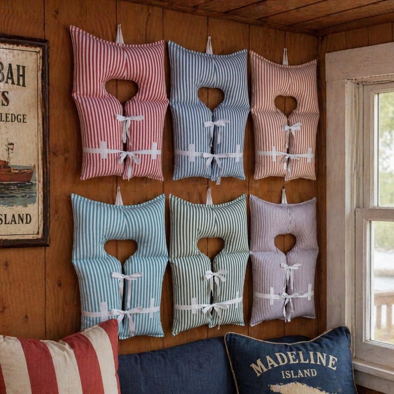 Vintage Life Jacket Wall Decor, Nautical Lake House Art, Coastal Beach Cabin Accent