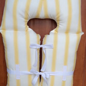 Vintage Yellow Stripe Life Jacket Wall Decor, Nautical Lake House Art, Coastal Beach Cabin Accent