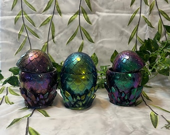 Multi-Color Changing Resin Dragon Egg with Crystals JAR - Perfect Gift! Lighting changes color - Beautiful Vibes, Perfect Storage! OPTIONS!