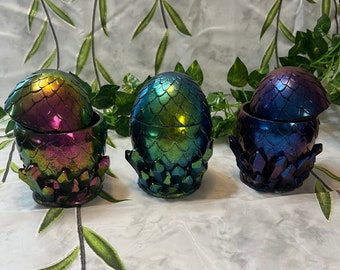 Multi-Color Changing Resin Dragon Egg with Crystals JAR - Perfect Gift! Lighting changes color - Beautiful Vibes, Perfect Storage! OPTIONS!