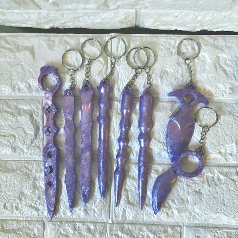 Variety Keychains Set of 8 Light Purple Etsy