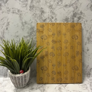 NEW LASER Engraved Mushroom Pattern 1 Art Cutting Board (12x9) Great Gift for mushroom fans !