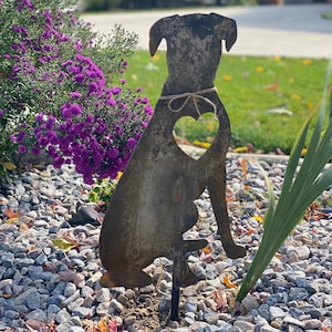 Dog Metal Yard Art - Boxer Dog - Hand made Custom Dog Metal Gift For Garden - Outdoor Garden Stake Decor Art - Cute Pet Memorial - Gift Idea