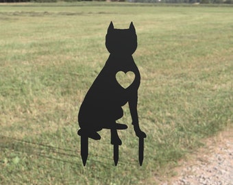 Dog Metal Yard Art - Pit Bull - Handmade Dog Metal Gift For Garden - Outdoor Garden Stake Decor Art - Cute Pet Memorial - Gift Ideas