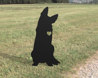 German Shepherd Metal Yard Art: Handmade Dog Garden Stake Decor