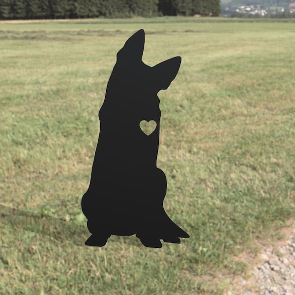German Shepherd Metal Yard Art: Handmade Dog Garden Stake Decor