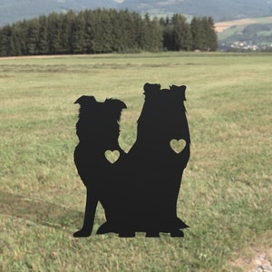 2 Dogs Metal Dog Yard Art - Handmade Pet Gift  - Outdoor Garden Stake Decor Art - Cute Pet Memorial - Gift Ideas