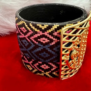 pre columbian jewlery, cana flecha bracelet, 24kt gold plated