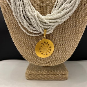 precolumbian jewelry. with chaquira necklace, with  pendant, pre colombian pre colombinos 24kt gold plated