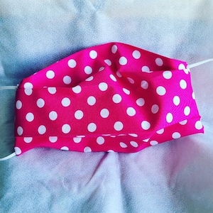 Pink Polka Dot - Face mask - Cotton with filter pocket handsewn