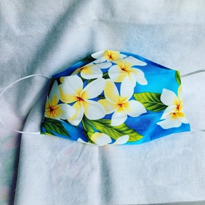 Hawaiian Plumeria - Face mask - Cotton(Thin) with filter pocket handsewn