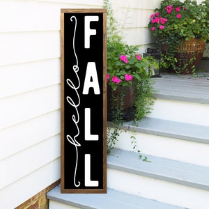 Hello Fall Sign, Vertical Welcome Sign, Fall Porch Decor