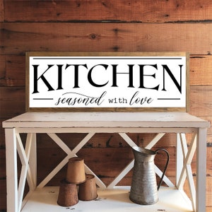 Kitchen Seasoned With Love Sign | Kitchen Signs | Home Decor