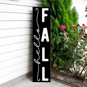 Hello Fall Sign, Vertical Welcome Sign, Fall Porch Decor