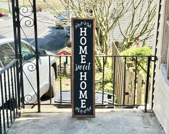 Welcome Sign, Home Sweet Home Sign, Vertical Welcome, Farmhouse Style Sign, Porch Decor, Porch Leaner