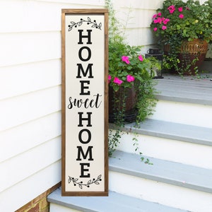 Welcome Sign, Home Sweet Home Sign, Vertical Welcome, Farmhouse Style Sign, Porch Decor, Porch Leaner image 2