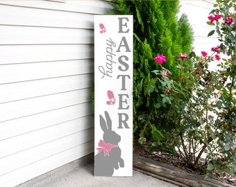 Happy Easter Porch Sign, Easter Bunny Sign