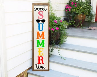 Sweet Summer Time Sign, Welcome Sign, Welcome Sign, Front Door Sign, Porch Sign, Entryway Sign, Framed Wood Sign, Summer Home Decor
