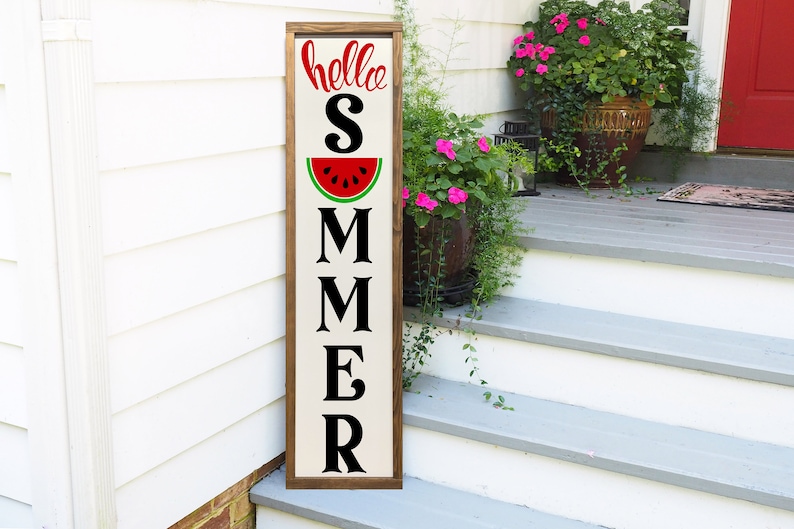 Hello Summer Sign, Watermelon Sign, Summer Porch Decor, Watermelon Decor image 2