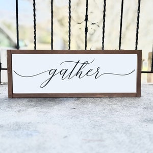 Gather Wood Sign | Home Decor | Framed Wood Sign | Living Room Sign | Housewarming Gift | Farmhouse Sign