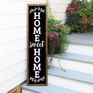 Welcome Sign, Home Sweet Home Sign, Vertical Welcome, Farmhouse Style Sign, Porch Decor, Porch Leaner image 1