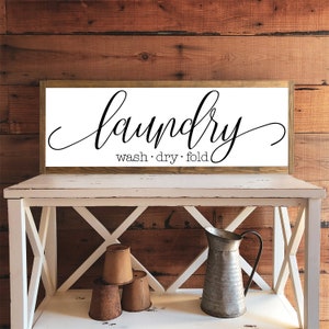 Laundry Room Sign, Laundry Room Wash Dry Fold, Laundry Room Decor, Wood Sign