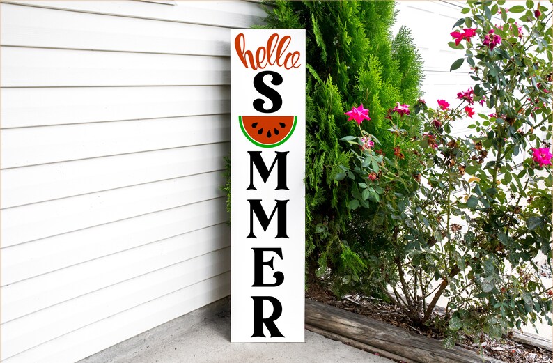 Hello Summer Sign, Watermelon Sign, Summer Porch Decor, Watermelon Decor image 3