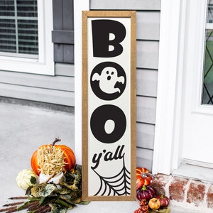 Boo Y'all Sign, Halloween Ghost Sign, Halloween Porch Decor